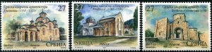 2021 Serbia Architecture - Monasteries & Church (3)  (Scott 947-49) MNH