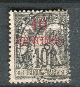 FRENCH COLONIES; MOROCCO 1890s classic P & C surcharged used 10c. fair Postmark