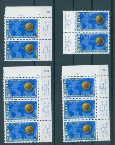 SWITZERLAND, 40 CENTIMES SOCCER / FOOTBALL 1954, PER 10x NEVER HINGED