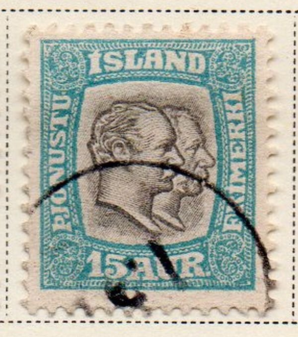 Iceland Sc  O35 1907 15 aur 2 Kings Official stamp used