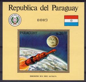 Paraguay 1972 Sc#C339 APOLLO 16 MOON MISSION SPACE S/S (1) MNH