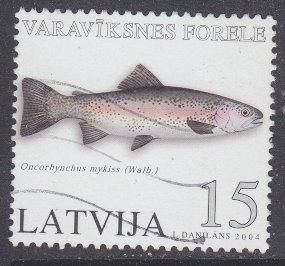 Latvia sc#596 2004 15s Fish used