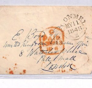 GB IRELAND QV Cover *CLONMEL* CDS Note CODE *E* WITHIN ARCS 1846 {samwells}YB2