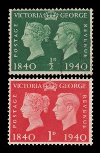 GREAT BRITAIN 1940. SCOTT # 252 - 253. USED AND UNUSED