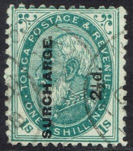 TONGA 1894 KING SURCHARGE 2½D ON 1/- USED