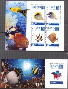 Solomon Islands 2014 Marine Life Fishes II sheet + S/S MNH