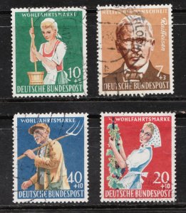 1958 Germany Sc #B362-65 Employment Farming - Used semi postal stamp set Cv $8