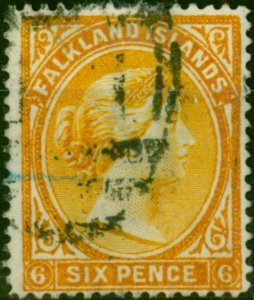 Falkland Islands 1891 6d Orange-Yellow SG33 Fine Used