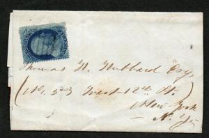 US Scott #22 Margin Copy on Cover, Drop Rate Letter NY