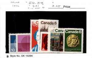 Canada, Postage Stamp, #513-518, 531 Mint NH, 1970 (AC)