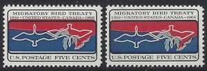 1306 - 5c Color Shift Error / EFO Migratory Bird Treaty Mint NH