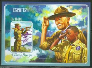 SAO TOME et PRINCIPE  2014 BOY SCOUTS BADEN POWELL SOUVENIR SHEET IMPRF MINT NH