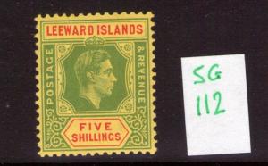 Leeward Islands George VI SG112 5/- ,single, multi-colour lightly hinged