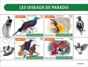 Central Africa - 2022 Birds-of-paradise, Lesser, King - 4 Stamp Sheet -