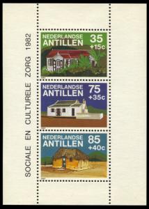 Netherlands Antilles B205a, MNH, Social Welfare souvenir sheet, Houses