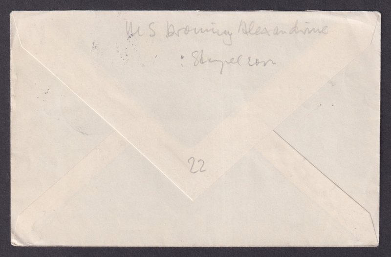 DENMARK 1959, Cover from Copenhagen with FRA ISLAND poststamp (From Island)