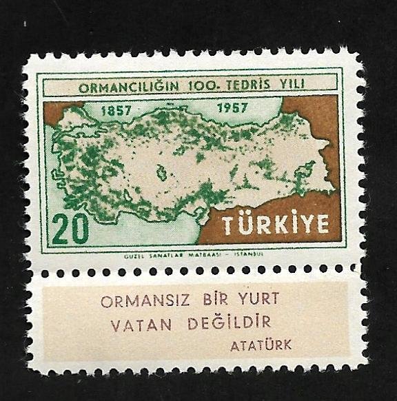 Turkey 1957 - MNH + Tab - Scott #1256