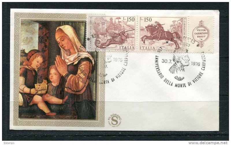 Italy 1976 First Day Cover Special Cancel  Colorano \Silk\ Cachet   Art Vitolio