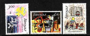 D4-Faroe Is.-Sc#145-7-unused NH set-Amnesty Int'l anniversar