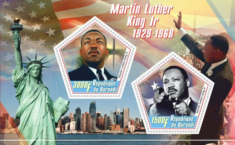 Stamps. Martin Luther King, Statue of liberty 2020 year 1+1 sheets perf Burundi