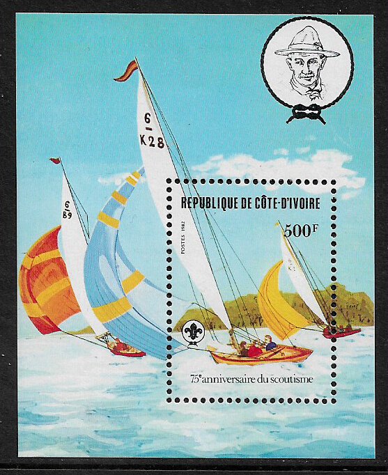 Ivory Coast #635 MNH S/Sheet - Scouting Year - Sailing