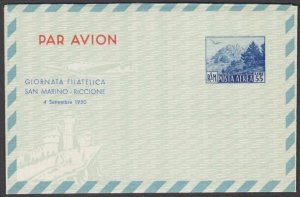 SAN MARINO 1950 55l aerogramme - Riccione overprint - fine unused...........M950