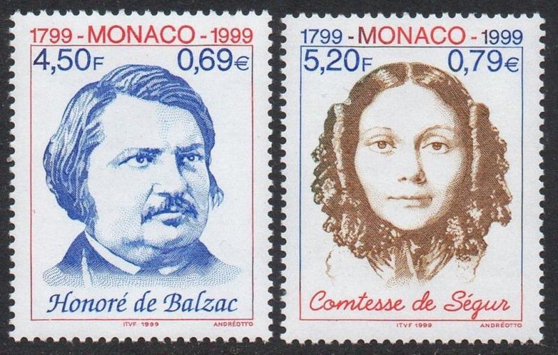 Monaco 1999 Writers Balzac VF MNH (2129-30)