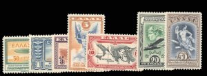 Greece #C8-14 Cat$200, 1933 Airpost, complete set, never hinged, some light g...