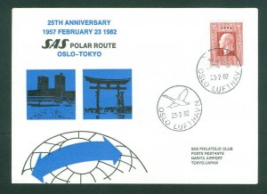 Norway. Japan Flight Cover 1982. SAS 1957-1982. Polar Route. Oslo- Tokyo.