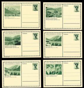 AUSTRIA (62) Scenery View Green 1 Shilling Postal Cards c1950s ALL MINT UNUSED