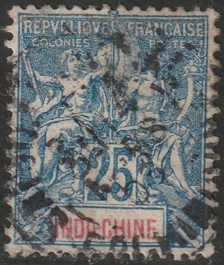 Indochina 1900 Sc 14 used tiny side thin