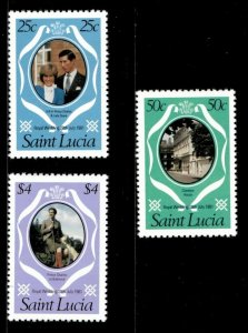 St. Lucia 1981 - Royal Wedding, Charles and Diana - Set of 3v - Sc 543-45 - MNH