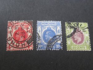 Hong Kong 1921 Sc 132,137,139 FU