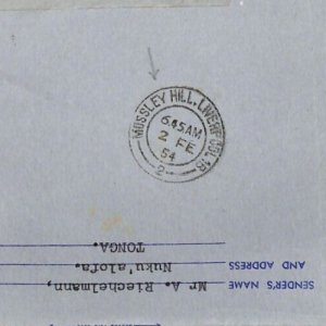 TONGA AIR LETTER Nuku'alofa GB Liverpool *MUSSLEY HILL* CDS 1954 {samwells}ZV117