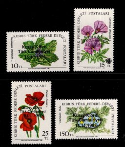 TURKISH Republic of Northern  Cyprus Scott 138-141 MNH**  1983 Flower set