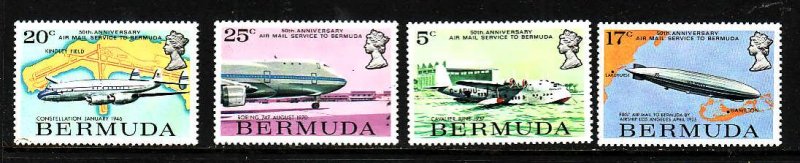 Bermuda-Sc #318-21-unused NH set-Planes-Airmail Service-1975-