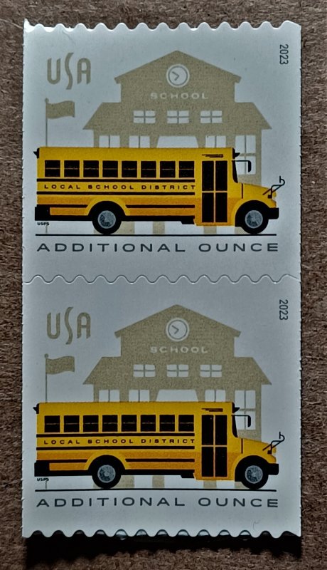 United States #5741 (24c) School Bus-Additional Ounce Rate coil pair MNH (2023)