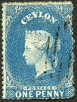 Ceylon SG28 1d blue wmk Star Rough Perf 14 to 15.5 Cat 13 pounds