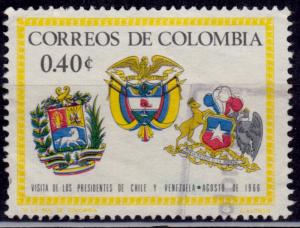 Colombia, 1966, Arms of Venezuela, Colombia and Chile, sc#762, used