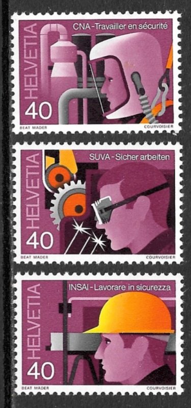 SWITZERLAND 1978 INDUSTRIAL SAFETY Set Sc 659-661 MNH