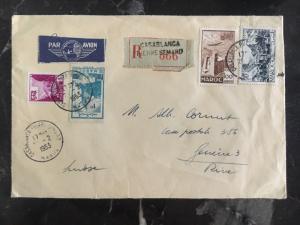 1953 CAsablanca Morocco Registered COver to Geneva Switzerland