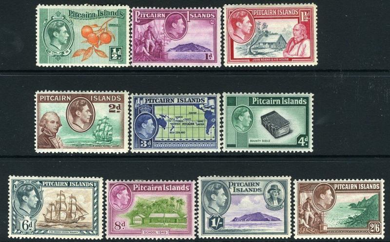 PITCAIRN ISLANDS-1940-51 Set to 2/6 Sg 1-8  MOUNTED MINT V13548