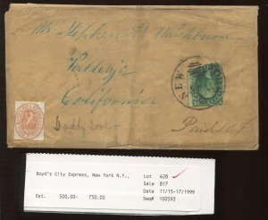 15 Washington Used on Cover with NYFM CCL & Add on Boyd's Local PF Cert LV6304