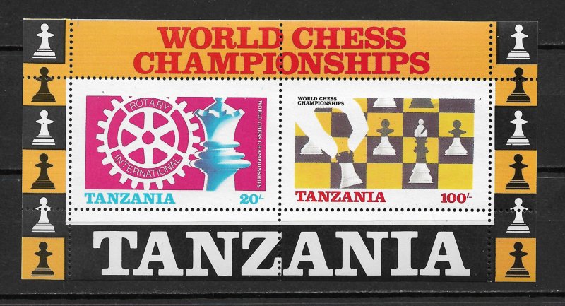 1986 Tanzania 305a Rotary Intl.& World Chess Championships MNH S/S