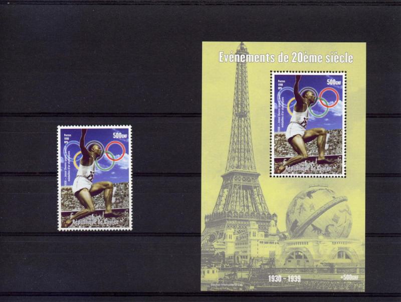 Guinea Jesse Owens Olympic Champion set +SS Yvert 1439J mnh