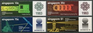 Singapore 430-433,MNH.Michel 436-439. WCY-1983. Telex,Telephone,Satellite,Ship,