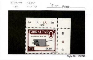 Gibraltar, Postage Stamp, #595 Mint NH, 1991 Gun