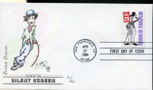US 1994 SILENT SCREEN STARS CHARLIE CHAPLIN  FIRST  DAY COVER