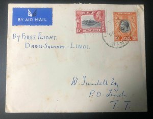 1936 Uplands Kenya British KUT First Flight Airmail Cover To Lindi Tanganyika