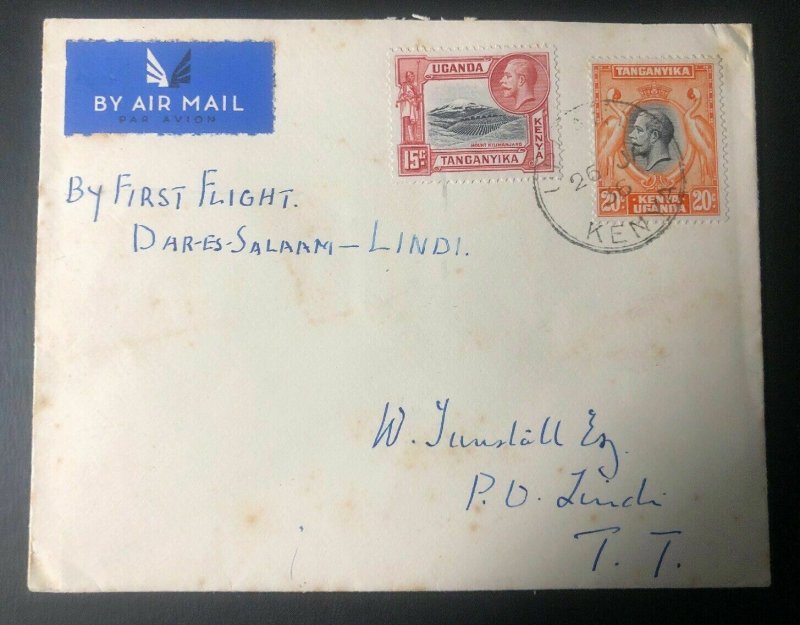 1936 Uplands Kenya British KUT First Flight Airmail Cover To Lindi Tanganyika